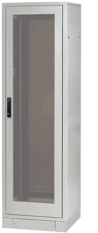 Serverschrank SZE2 mit Klimaanlage von Cosmotec/Stulz - Kühlleistung 300 bis 4000 W - 42 HE - 600x800 mm - Glasfronttür - Sockel - lichtgrau