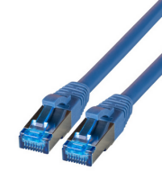 IT-BUDGET Vollkupfer Premium Patchkabel - Super Flex TPE - Cat.6A - 500MHz - LSZH - PoE+ - AWG 27 - blau - 0,15 m