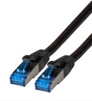 IT-BUDGET Vollkupfer Premium Patchkabel - Super Flex TPE - Cat.6A - 500MHz - LSZH - PoE+ - AWG 27 - schwarz - 0,15 m