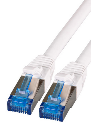 IT-BUDGET Vollkupfer Premium Patchkabel - Super Flex TPE - Cat.6A - 500MHz - LSZH - PoE+ - AWG 27 - weiß - 0,15 m