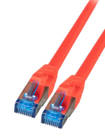 IT-BUDGET Vollkupfer Premium Patchkabel - Super Flex TPE - Cat.6A - 500MHz - LSZH - PoE+ - AWG 27 - rot - 0,15 m