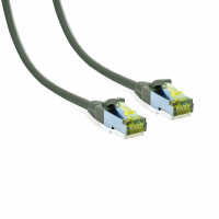 IT-BUDGET Vollkupfer Premium Patchkabel - Cat.6A mit Cat.7 Rohkabel - 600 MHz - halogenfrei - PoE+ - 10GBit - grau - 0,25 m