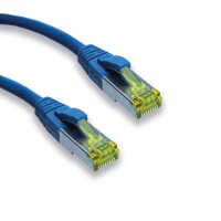 IT-BUDGET Vollkupfer Premium Patchkabel - Cat.6A mit Cat.7 Rohkabel - 600 MHz - halogenfrei - PoE+ - 10GBit - blau - 0,25 m