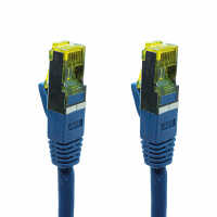 IT-BUDGET Vollkupfer Premium Patchkabel - Cat.6A mit Cat.7 Rohkabel - 600 MHz - halogenfrei - PoE+ - 10GBit - blau - 0,25 m