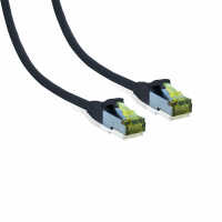 IT-BUDGET Vollkupfer Premium Patchkabel - Cat.6A mit Cat.7 Rohkabel - 600 MHz - halogenfrei - PoE+ - 10GBit - schwarz - 0,25 m