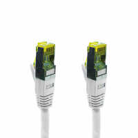 IT-BUDGET Vollkupfer Premium Patchkabel - Cat.6A mit Cat.7 Rohkabel - 600 MHz - halogenfrei - PoE+ - 10GBit - weiß - 0,25 m