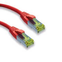 IT-BUDGET Vollkupfer Premium Patchkabel - Cat.6A mit Cat.7 Rohkabel - 600 MHz - halogenfrei - PoE+ - 10GBit - rot - 0,25 m