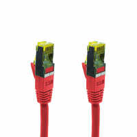 IT-BUDGET Vollkupfer Premium Patchkabel - Cat.6A mit Cat.7 Rohkabel - 600 MHz - halogenfrei - PoE+ - 10GBit - rot - 0,25 m