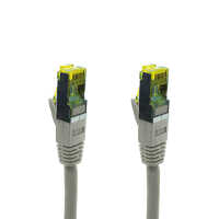 IT-BUDGET Vollkupfer Premium Patchkabel - Cat.6A mit Cat.7 Rohkabel - 600 MHz - halogenfrei - PoE+ - 10GBit - grau - 0,5 m