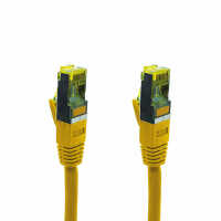 IT-BUDGET Vollkupfer Premium Patchkabel - Cat.6A mit Cat.7 Rohkabel - 600 MHz - halogenfrei - PoE+ - 10GBit - gelb - 0,5 m