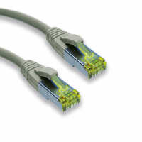 IT-BUDGET Vollkupfer Premium Patchkabel - Cat.6A mit Cat.7 Rohkabel - 600 MHz - halogenfrei - PoE+ - 10GBit - grau - 1 m