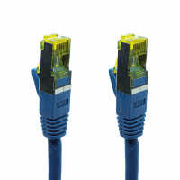 IT-BUDGET Vollkupfer Premium Patchkabel - Cat.6A mit Cat.7 Rohkabel - 600 MHz - halogenfrei - PoE+ - 10GBit - blau - 1 m