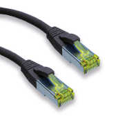 IT-BUDGET Vollkupfer Premium Patchkabel - Cat.6A mit Cat.7 Rohkabel - 600 MHz - halogenfrei - PoE+ - 10GBit - schwarz - 1 m