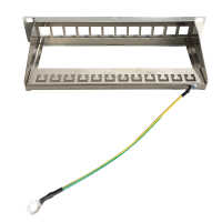 10" Leer-Patchpanel für Keystone Module IT-BUDGET - 12 Port - geschirmt - 1 HE - unbestückt - grau