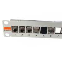 10" Leer-Patchpanel für Keystone Module IT-BUDGET - 12 Port - geschirmt - 1 HE - unbestückt - grau