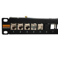 10" Leer-Patchpanel für Keystone Module IT-BUDGET - 12 Port - geschirmt - 1 HE - unbestückt - schwarz