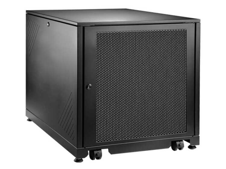 19"-Serverschrank LWK - 12 HE - 800 mm Tiefe - perforierte Türen - schwarz