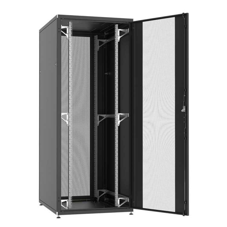 DIGITUS Server-Schrank 42HE Unique Serie Stahltüren Perforiert 19 Zoll IP20 800 mm Breit Traglast 1000 kg Schwarz 1000 mm Tief 