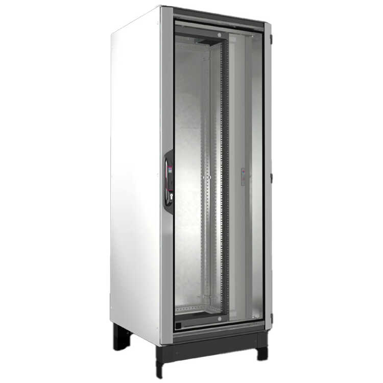 19"-Serverschrank VX IT mit 19"-Schwenkrahmen von RITTAL - 40 HE - B H T 800 x 2000 x 800 mm - Sichttür, vorne - Seitenwände, einteilig verschraubbar - Rückwand einteilig, hinten -  inkl. Sockel - Stahlblech - lichtgrau - vormontiert