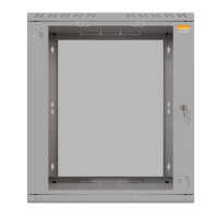 19"-Netzwerkschrank TAUNUS von IT-BUDGET - 12 HE - 600 mm Tiefe - Sichttür - 19"-Ebene vo+hi - abschließbar - lichtgrau