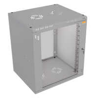 19"-Netzwerkschrank TAUNUS von IT-BUDGET - 12 HE - 600 mm Tiefe - Sichttür - 19"-Ebene vo+hi - abschließbar - lichtgrau