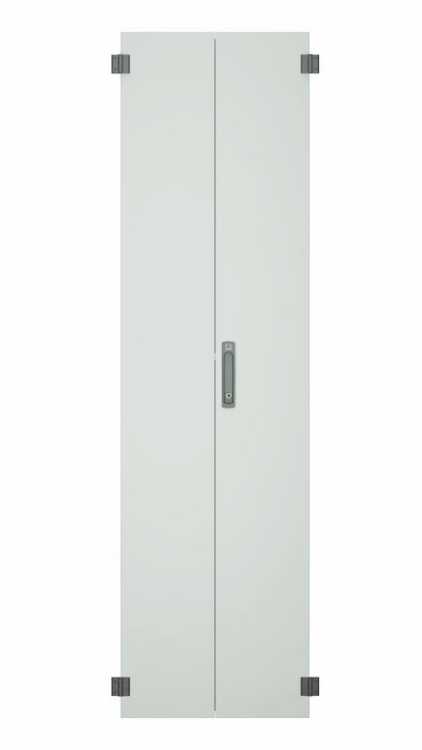 Vollblech-Doppeltür für SZB IT Rack mit 42 HE x 600 mm Breite - vertikal geteilt - 3-Punkt-Schliessung - lichtgrau