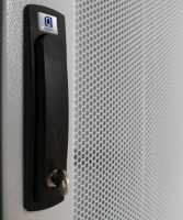 Perforierte Doppel-Tür mit 80% Luftdurchlass für SZB IT Rack mit 42 HE x 600 mm Breite - 3-Punkt-Schliessung - lichtgrau