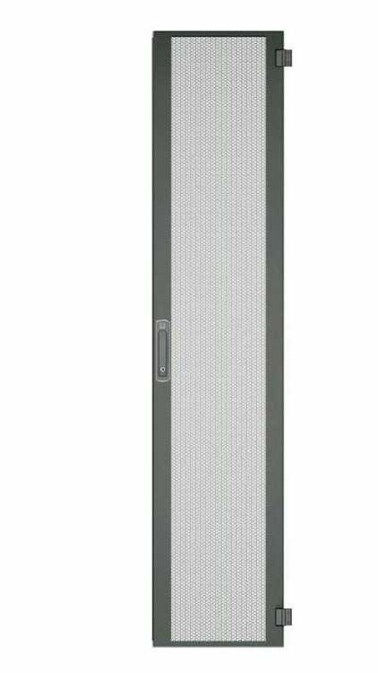 Perforierte Tür mit 80% Luftdurchlass für SZB IT Rack mit 42 HE x 600 mm Breite - 3-Punkt-Schliessung - schwarz