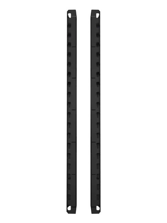 1 Paar vertikale Kabelkanäle mit Deckel und Snap-lock System - Stahlblech - 38 HE - schwarz