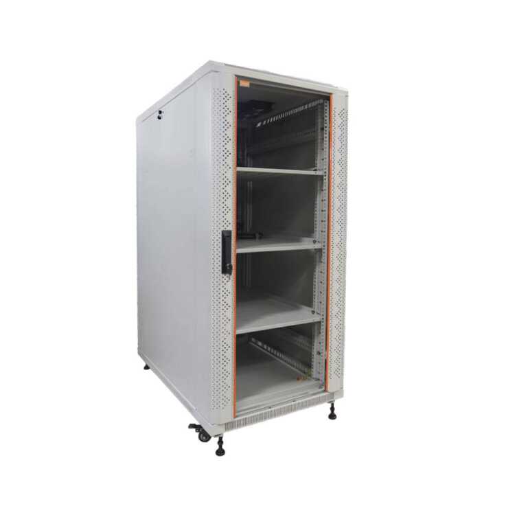 19"-Serverschrank SRK von IT-BUDGET - Komplettset - 27 HE - BxT 600x1000 mm - Sicht-/Vollblechtür - 4 Aktiv-Lüfter - Flatpack - lichtgrau