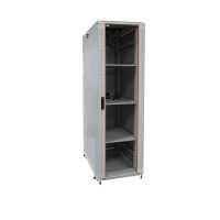 19"-Serverschrank SRK von IT-BUDGET - Komplettset - 42 HE - BxT 600x1000 mm - Sicht-/Vollblechtür - 4 Aktiv-Lüfter - Flatpack - lichtgrau