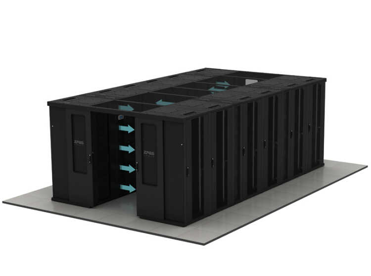 Kaltgang-Warmgang-Einhausung Data Box - 2 Reihen á 4 Serverschränke SZB IT - 42 HE - 700 x 1000 mm - perf. Türen - schwarz