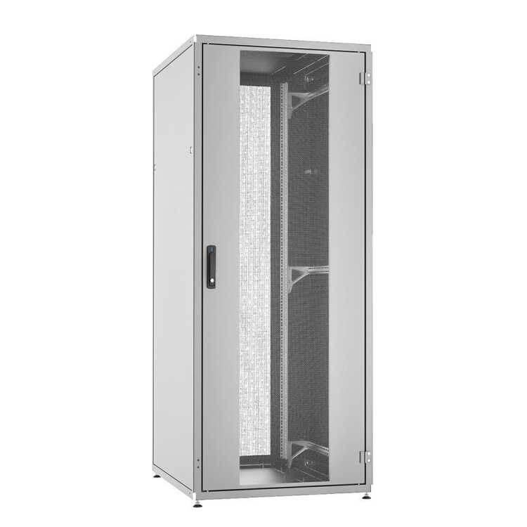 19"-Serverschrank SZB IT - 42 HE - 800 x 800 mm - perforierte Türen vorne und hinten - lichtgrau