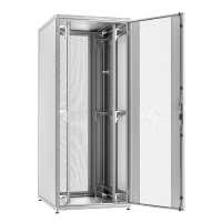 19"-Serverschrank SZB IT - 42 HE - 800 x 800 mm - perforierte Fronttür - perforierte, geteilte Doppel-Rücktür - lichtgrau