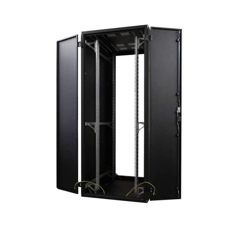 19"-Serverschrank SZB IT - 42 HE - 800 x 1000 mm - Vollblechfronttür - geteilte Doppel-Vollblechrücktür - schwarz