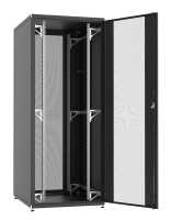 19"-Serverschrank SZB IT - 42 HE - 800 x 1200 mm - Sichttür - perforierte, geteilte Doppel-Rücktür - schwarz