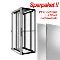 SPARPAKET: 19"-Serverschrank VX IT von RITTAL - 42 HE - 800x1000 mm - perforierte Türen - lichtgrau - MIT Seitenwänden