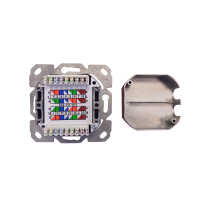 Spar-Paket: 10 Stück IT-BUDGET geschirmte Cat.6A universal 2 Port Datendose - Kabelzuführung horizontal - designfähig - PoE+ fähig - signalweiß