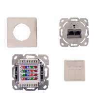 SPAR-PACK 10 Stück IT-BUDGET Cat.6A  2 Port RJ45 Datendose - Kabelzuführung horizontal - designfähig - PoE+ fähig - reinweiß