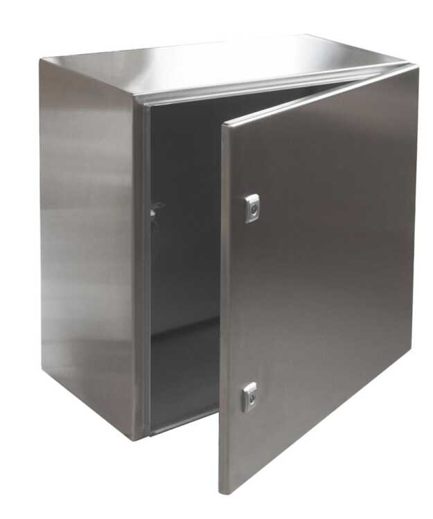 19"-Netzwerkschrank Edelstahl - für Chemie-, Gastro-, Lebensmittel-Bereich - 12 HE - HBT 600x600x300 mm