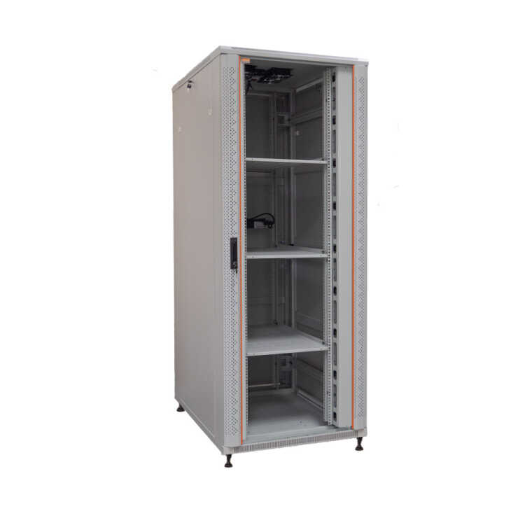 19"-Serverschrank SRK von IT-BUDGET - Komplettset - 42 HE - BxT 800x1000 mm - Sicht-/Vollblechtür - 4 Aktiv-Lüfter - montiert - lichtgrau