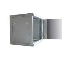 19"-Netzwerkschrank SWA von IT-BUDGET - 4 HE - BxT 570 x 350 mm - Sichttür - Seiten abnehmbar - Wand- + Standmontage - lichtgrau