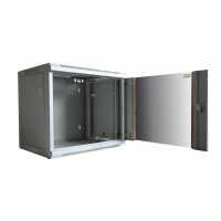 19"-Netzwerkschrank SWA von IT-BUDGET - 4 HE - BxT 570 x 350 mm - Sichttür - Seiten abnehmbar - Wand- + Standmontage - lichtgrau