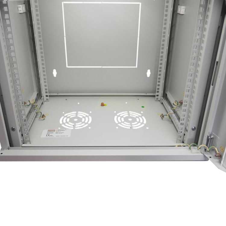 19-Netzwerkschrank - 12 HE - BxT 570 x 600 mm - Sichttür - Seiten abnehmbar - Wand- + Standmontage - lichtgrau