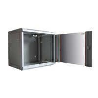 19"-Netzwerkschrank SWA von IT-BUDGET - 12 HE - BxT 570 x 600 mm - Sichttür - Seiten abnehmbar - Wand- + Standmontage - lichtgrau