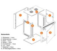 19"-Netzwerkschrank SWA von IT-BUDGET - 12 HE - BxT 570 x 600 mm - Sichttür - Seiten abnehmbar - Wand- + Standmontage - lichtgrau