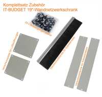 19"-Netzwerkschrank SWA von IT-BUDGET - 12 HE - BxT 570 x 600 mm - Sichttür - Seiten abnehmbar - Wand- + Standmontage - lichtgrau