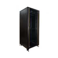 19"-Netzwerkschrank SRK von IT-BUDGET - Komplettset - 42 HE - BxT 800x800 mm - Sicht-/Vollblechtür - 4 Aktiv-Lüfter - Flatpack - schwarz