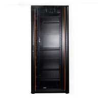 19"-Netzwerkschrank SRK von IT-BUDGET - Komplettset - 42 HE - BxT 800x800 mm - Sicht-/Vollblechtür - 4 Aktiv-Lüfter - Flatpack - schwarz