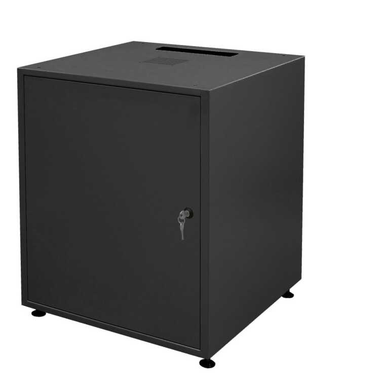 19"-Netzwerkschrank SJB - 15 HE - BxT 600x600 mm - Vollblechtür - Rückwand - schwarz